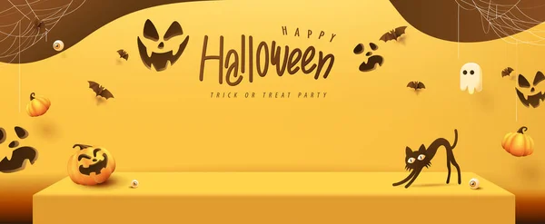 Halloween Banner Studio Bord Rum Produktdisplay Med Kopieringsutrymme — Stock vektor