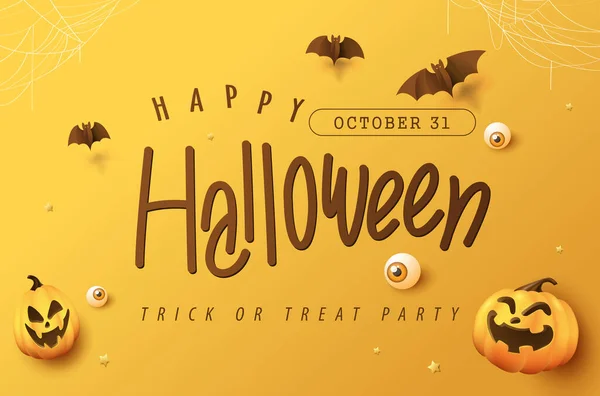 Halloween Banner Oder Party Einladung Hintergrund Mit Kürbissen Festliche Elemente — Stockvektor
