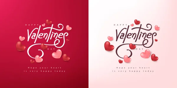 Kaligrafie Happy Valentines Den Slavnostní Srdce Tvaru Dekorace Prvky Pro Stock Vektory