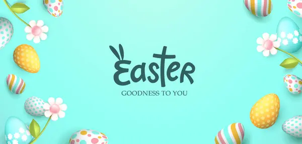 Velikonoční Prapor Velikonočními Vejci Jarními Květy Pastelových Royalty Free Stock Ilustrace