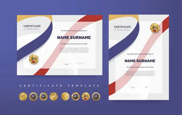 Modèle Certificat Appréciation Diplôme Award Vecteur Doré Design Insignes Premium Illustration De Stock