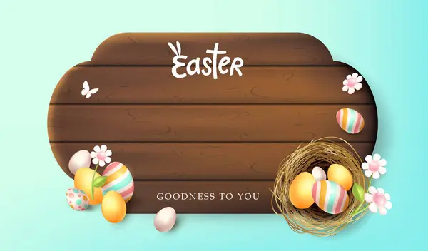 Veselé Velikonoce Banner Karty Pozadí Jarní Sezónou Barevné Velikonoční Vejce Royalty Free Stock Ilustrace