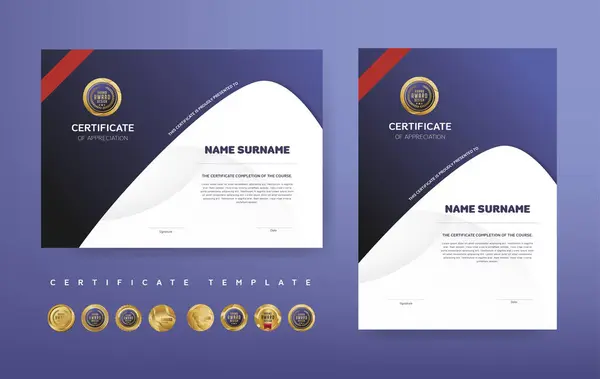Certifikát Ocenění Nebo Vyznamenání Diplom Šablony Design Vektor Zlaté Luxusní Royalty Free Stock Ilustrace