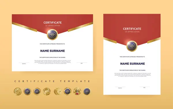 Certificate Appreciation Award Diploma Template Design Vector Golden Luxury Premium Vetor De Stock