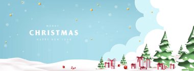 Mutlu Noeller, tebrik kartı afişi. Kış mevsiminde kar yağıyor.