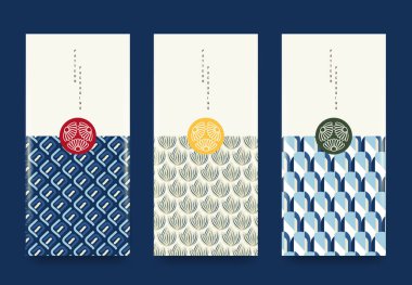 Paketleme şablonları Japon tarzı kumaş lüks veya premium ürünler. Asya desenli sanat tasarımı.