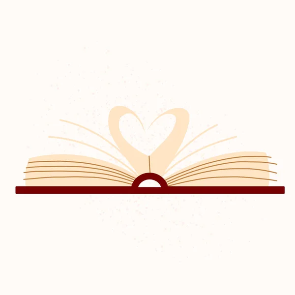 Libro Abierto Con Ilustración Vectorial Páginas Forma Corazón Icono Libro — Archivo Imágenes Vectoriales