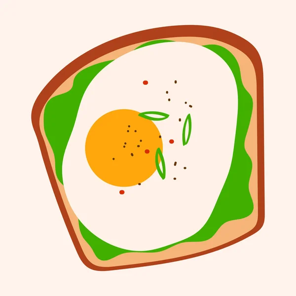 Vector Handgezeichnetes Sandwich Mit Spiegelei Und Gewürzen Isolierte Illustration Leckeres — Stockvektor