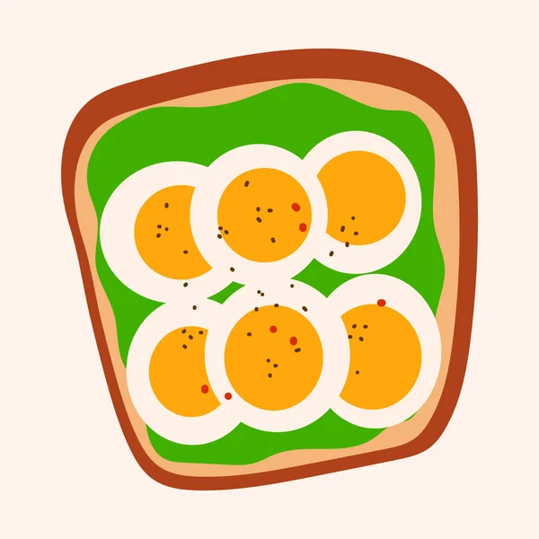 Sandwich Vectoriel Dessiné Main Avec Des Œufs Tranchés Des Épices — Image vectorielle