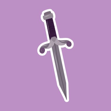 Metal hançer. Büyücülük büyü tasarımı elementi. Vektör eli çizimi.