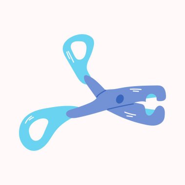 Claw clippers for dog or cat in blue color.Pet Claw cutter. Vector hand drawn illustration