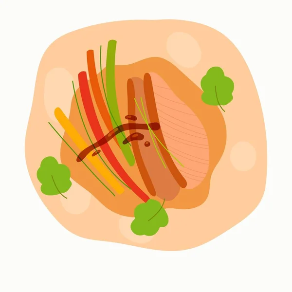 Chinese Cuisine Asian National Dish Peking Duck Isolated White Vector — Stock Vector