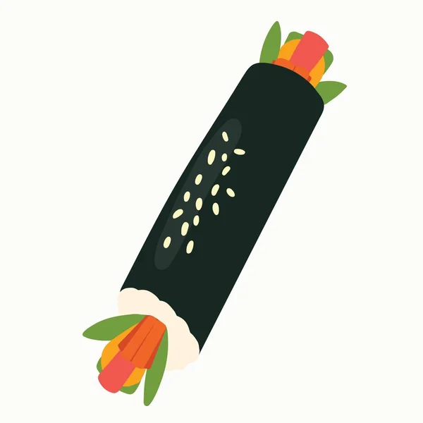 Gimbap Plat Traditionnel Coréen Des Sushis Coréens Illustration Vectorielle Dessinée — Image vectorielle