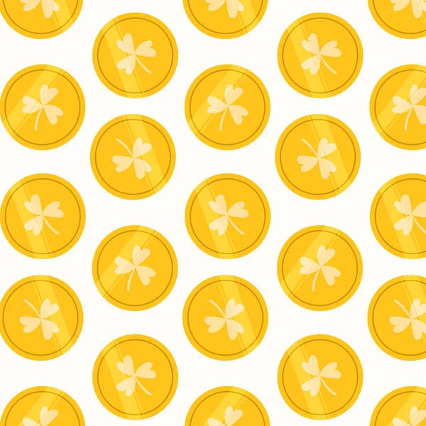 Ein Muster Der Gelben Münze Mit Einem Klee Auf Der — Stockvektor