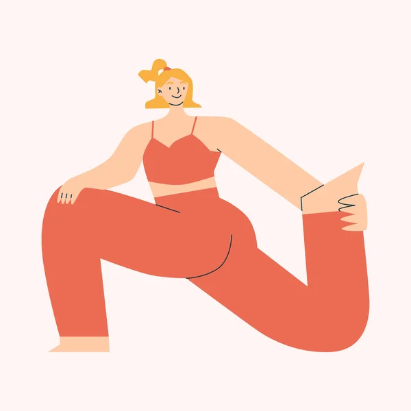 Yoga Yapan Genç Bir Kadın Sağlıklı Bir Yaşam Tarzı Beyaz — Stok Vektör