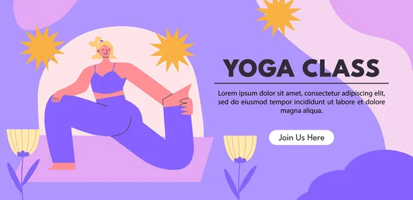 Estilo Vida Saludable Recreación Activa Día Yoga Mujer Haciendo Ejercicios — Vector de stock