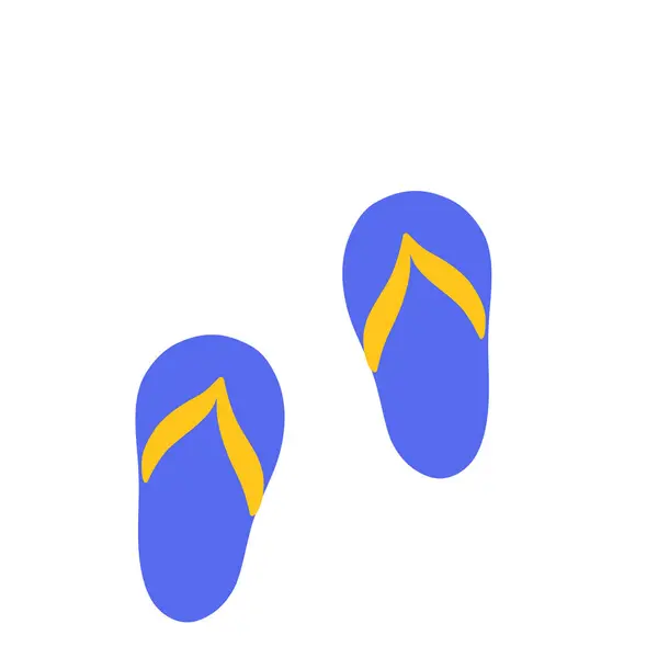 Stock vector Blue flip flops with yellow straps, perfect for a summer day at the beach. Vector hand drawn cartoon illustration.