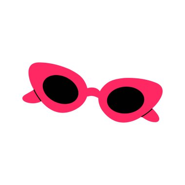 Beyaz arka planda pembe bir güneş gözlüğü. Vektör el çizimi çizgi film illüstrasyonu.