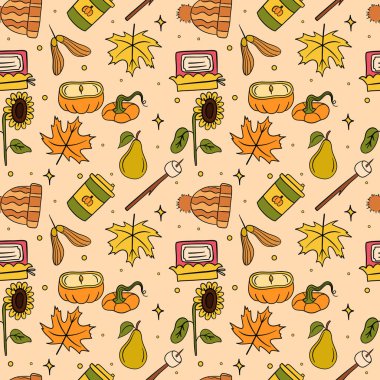 Samimi Sonbahar Hasadı Kusursuz Şablon. Vektör illüstrasyonu