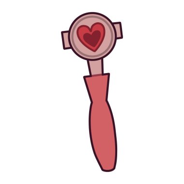 Kalp Şeklinde Tasarımı Olan Bir Kahve Kurcalama İllüstrasyonu. Vektör illüstrasyonu