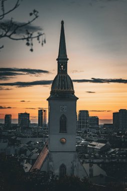 Gün doğumunda Bratislava 'daki St. Martin Katedrali