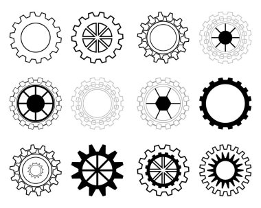 Çarklı dişli kısmi mühendislik fabrikası ikonu grafik tasarımı soyut arkaplan çizimi illüstrasyonu 20221106