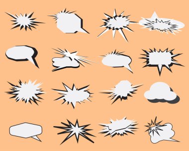 Kabarcık çizgi roman pop sanat yapıştırması karikatür iletişim simgesi dekoratif kitap arkaplan şablonu illüstrasyon