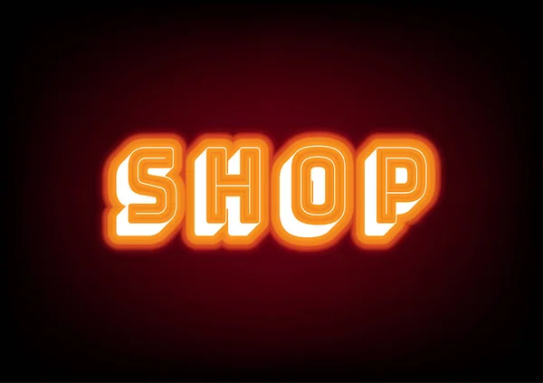 Tekst Shop Neon Teken Led Licht Digitaal Netwerken Elektrische Letters — Stockvector