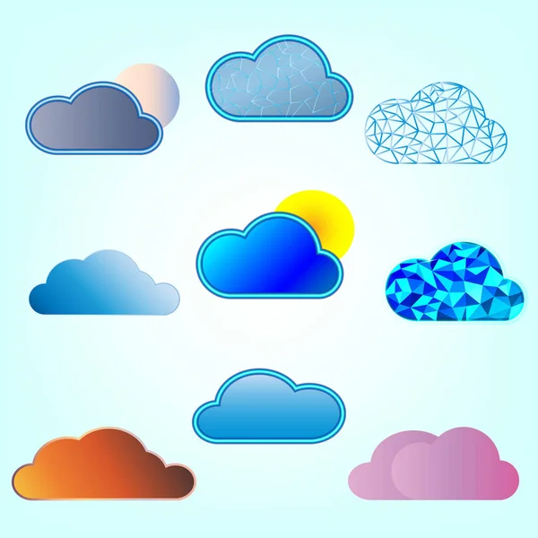 Sammlung Von Symbolen Wolke Atmosphäre Wetter Download Netzwerkspeichertechnologie Zeichen Symbol — Stockvektor