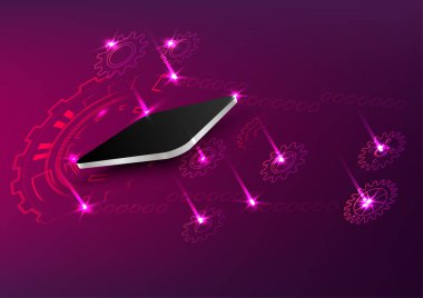 Soyut arkaplan mikroçip dişli Cpu tahtası mekanik akıllı teknoloji elektronik yenilik grafik tasarım vektör çizimi