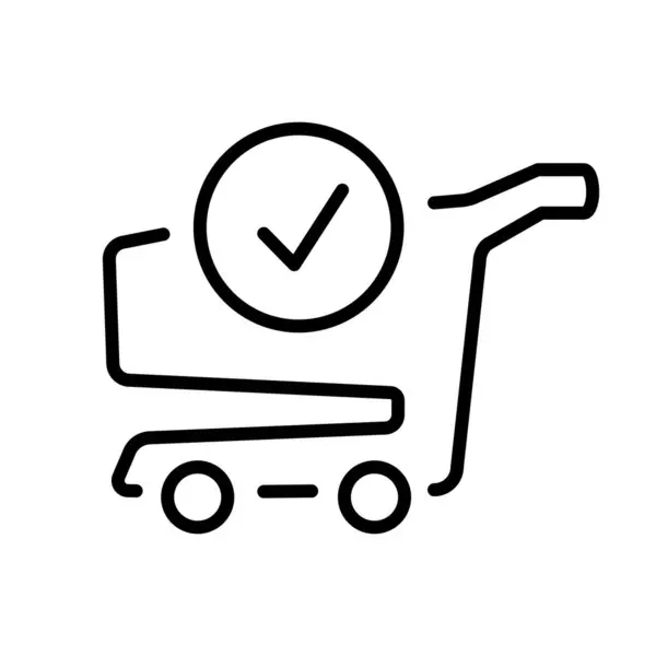Shopping Cart Trolley Handle Symbol Basket Line Vector Icon Editable — Stock Vector