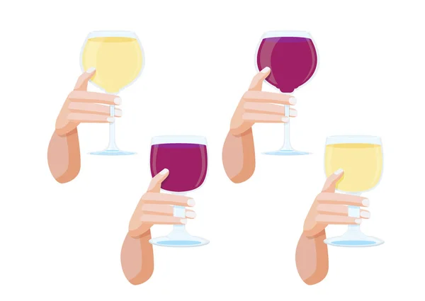 Glas Champagner Der Hand Isoliert Und Weinglas Auf Weißem Hintergrund — Stockfoto