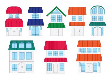 Beyaz arkaplan illüstrasyon vektörü üzerinde 2 katlı ev tasarımı