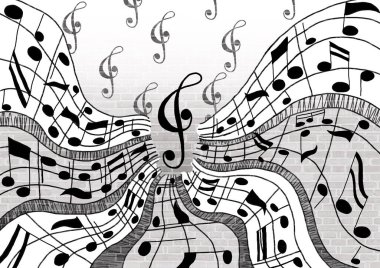 musical notes design black and white background illustration vector clipart