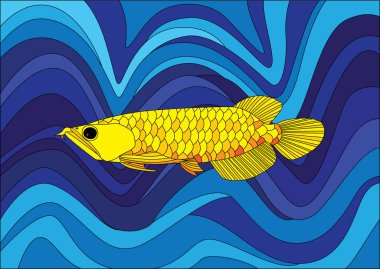 Arowana renkli vitray arkaplan çizim vektörü