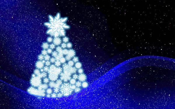 Árbol Navidad Brillante Brillo Blanco Que Brilla Fondo Negro Ilustración —  Fotos de Stock