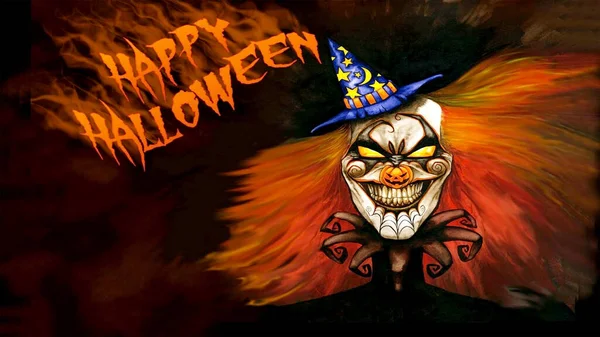 Жахливий Клоун Темряві Костюм Вечірки Хелловін — стокове фото