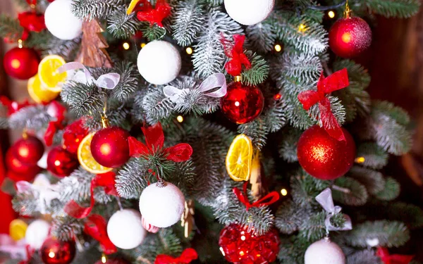 Primer Plano Decoración Del Árbol Navidad Hay Gente Inicio Comodidad —  Fotos de Stock