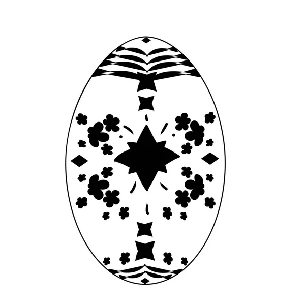 Пасхальное Яйцо Плоским Черным Цветочным Дизайном — стоковый вектор