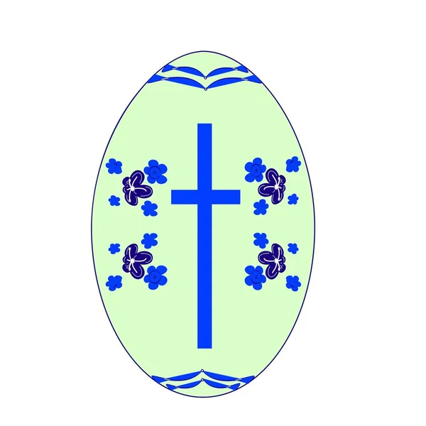 Зеленое Пасхальное Яйцо Крестом Фломастерами — стоковый вектор