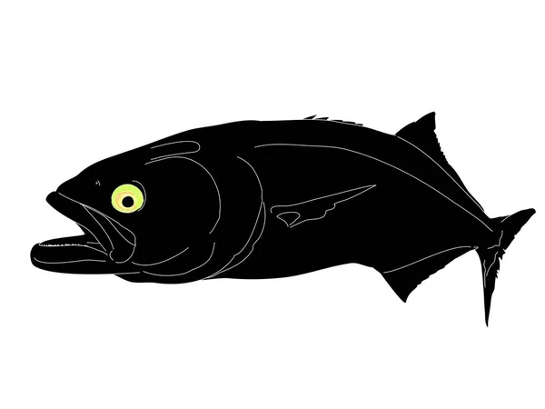 黄眼睛蓝鱼的轮廓 — 图库矢量图片