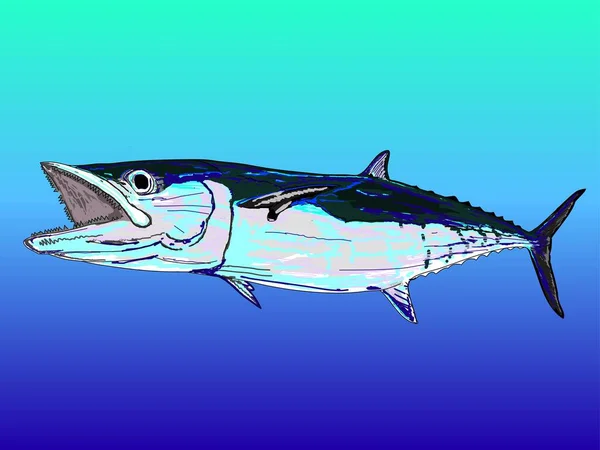 Plnobarevné Kingfish Pod Vodou — Stockový vektor