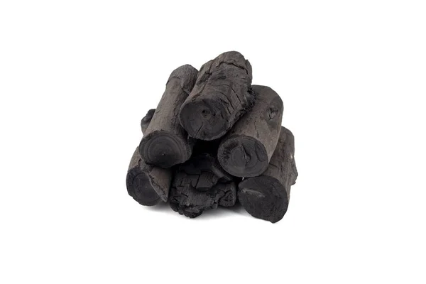 Natural Wood Charcoal Isolated White Background Pile Coal Isolated White — Stock Photo, Image
