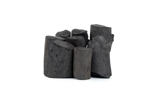 Естественный Древесный Уголь Изолирован Белом Фоне Куча Угля Изолированы Белом — стоковое фото