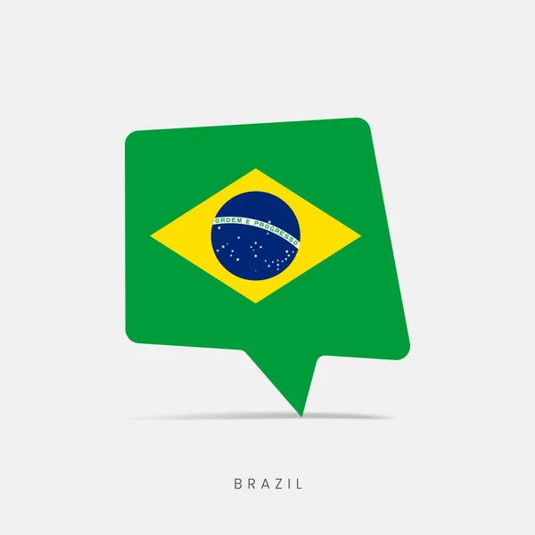 Bandera Brasil Burbuja Icono Chat — Vector de stock