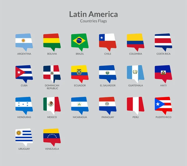 Latijns Amerikaanse Landen Vlag Pictogrammen Collectie — Stockvector
