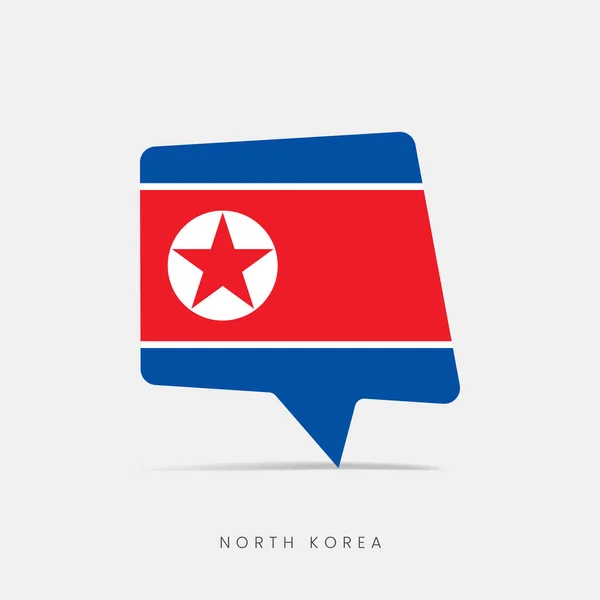 Corea Del Norte Bandera Burbuja Icono Chat — Vector de stock