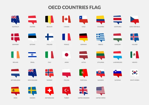 Oeso Organisatie Voor Economische Samenwerking Ontwikkelingslanden Vlaggen Chat Iconen Collectie — Stockvector