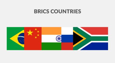 BRICS Ülkeleri Bayrak Simgesi Koleksiyonu.