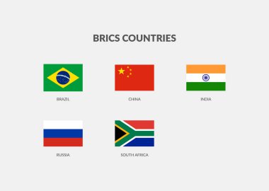 BRICS Ülkeleri Bayrak Simgesi Koleksiyonu.